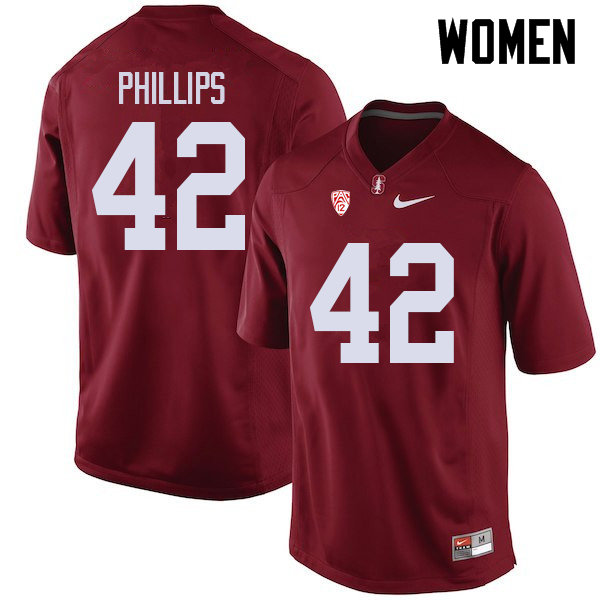 Women #42 Caleb Phillips Stanford Cardinal College Football Jerseys Sale-Cardinal